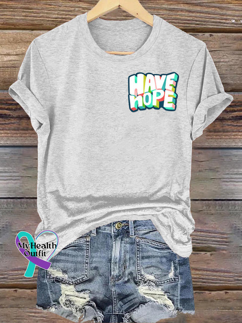 Have Hope Printed Casual Crew Neck Short Sleeve T-Shirt White / S