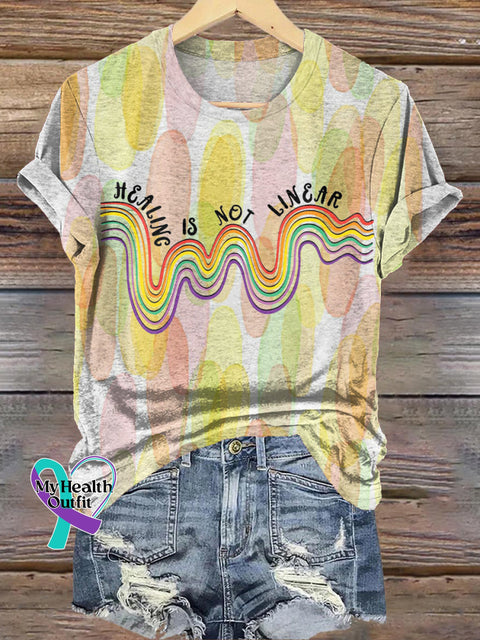 Healing Is Not Liner Printed Casual Crew Neck Short Sleeve T-Shirt Multicolor / S