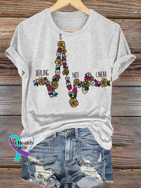 Healing Is Not Liner Printed Casual Crew Neck Short Sleeve T-Shirt White / S