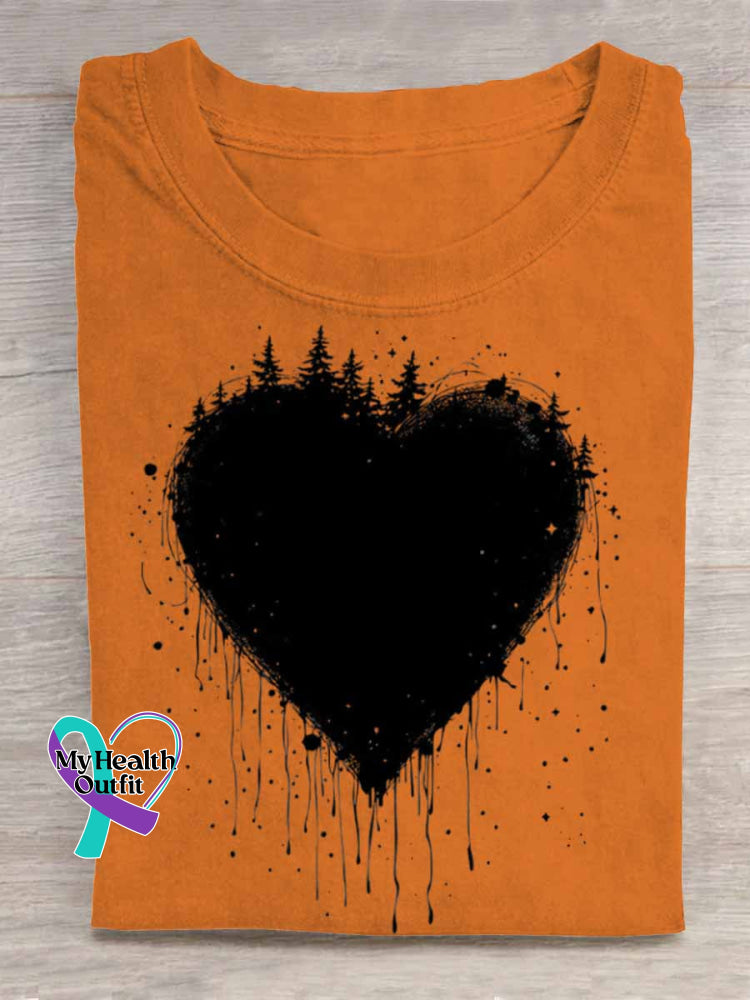 Heart Abstract Art Print T shirt Orange / S