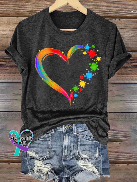 Heart Autism Awareness T-shirt Black / S