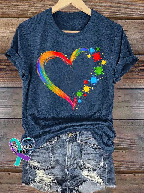 Heart Autism Awareness T-shirt Blue / S