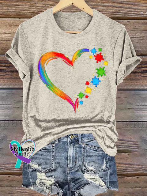 Heart Autism Awareness T-shirt Sand / S