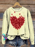 Heart Print Casual Sweatshirt Multicolor / S