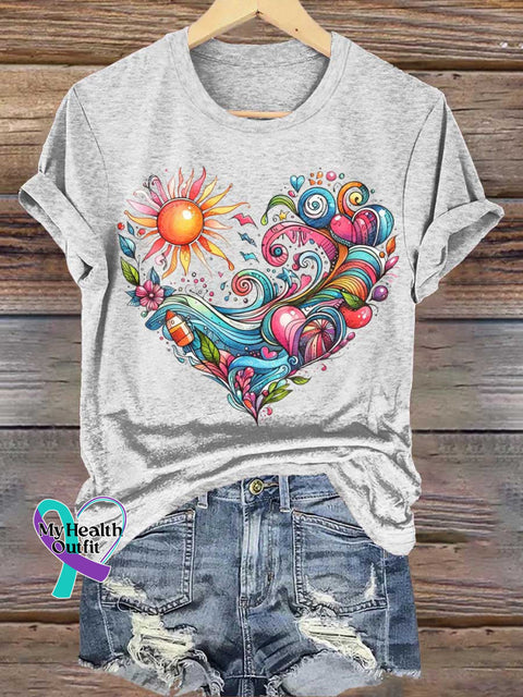 Heart T-shirt White / S