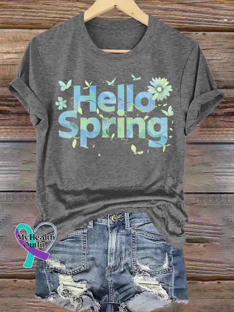 Hello Spring Floral T-shirt Grey / S