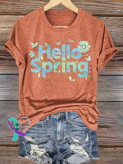Hello Spring Floral T-shirt Orange / S