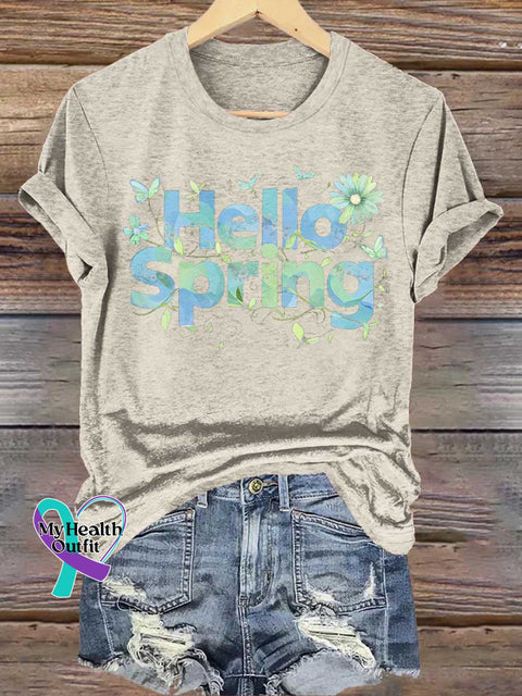 Hello Spring Floral T-shirt Sand / S