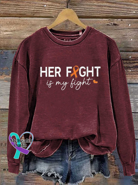 Her Fight Is My Fight Ms Awareness Multiple Sclerosis Warrior Orange Ribbon Casual Sweatshirt Red /