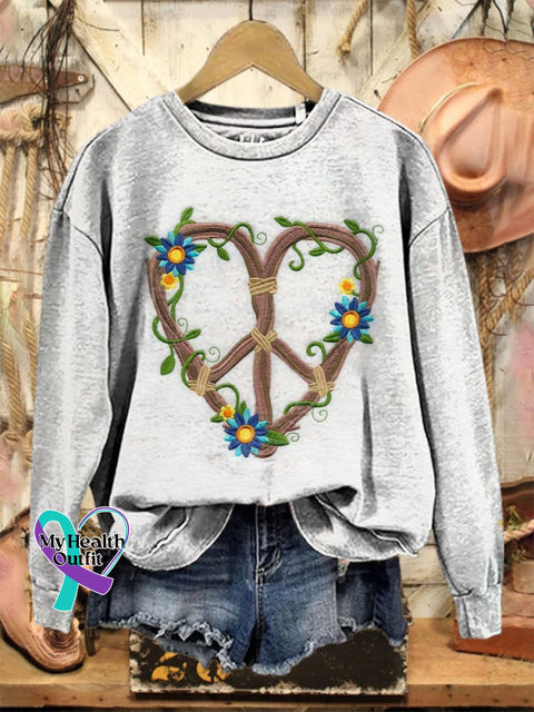 Hippie Art Print Casual Sweatshirt Multicolor / S