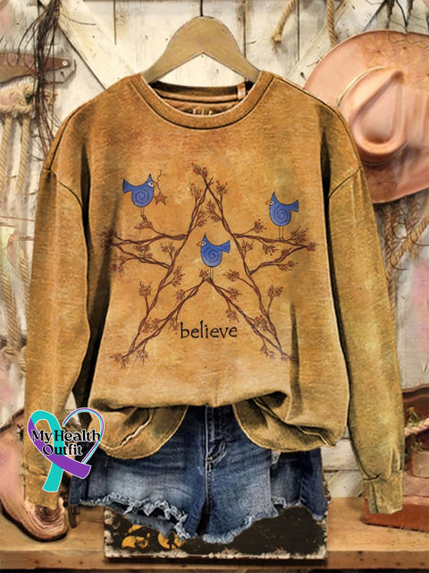 Hippie Believe Print Casual Sweatshirt Multicolor / S