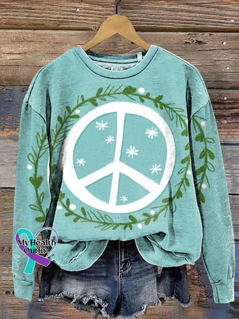 Hippie Christmas Peace Sign Love And Casual Sweatshirt Multicolor / S