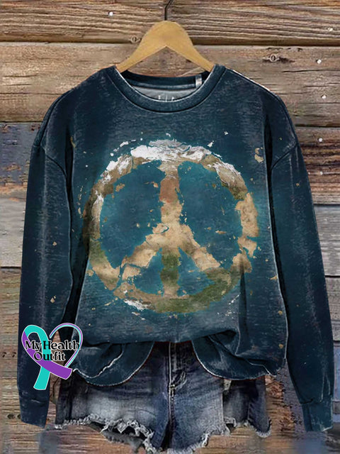 Hippie Earth Peace Sign Love And Casual Sweatshirt Multicolor / S
