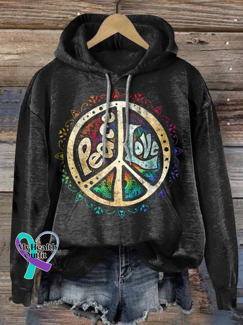 Hippie Graphic Art Print Casual Hoodie Multicolor / S