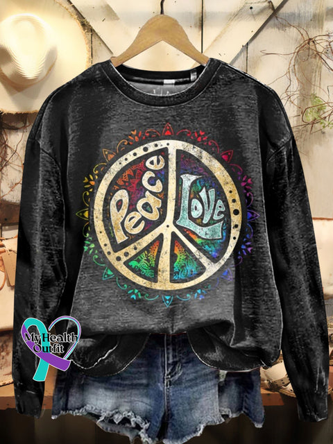 Hippie Graphic Art Print Casual Sweatshirt Multicolor / S