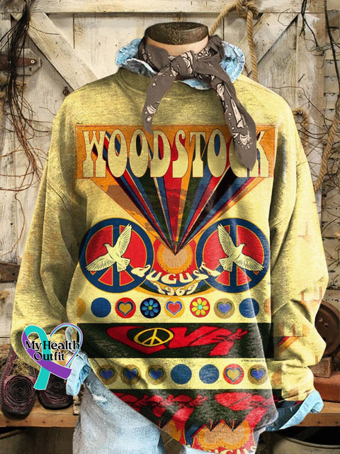 Hippie Graphic Art Print Casual Sweatshirt Multicolor / S