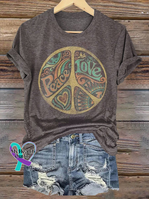 Hippie Graphic Art Print T-Shirt Multicolor / S