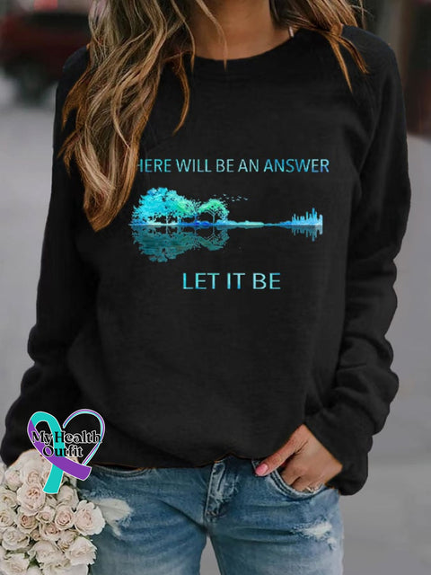 Hippie Guitar Lake There Will Be An Answer Let It Print Sweatshirt Black / S