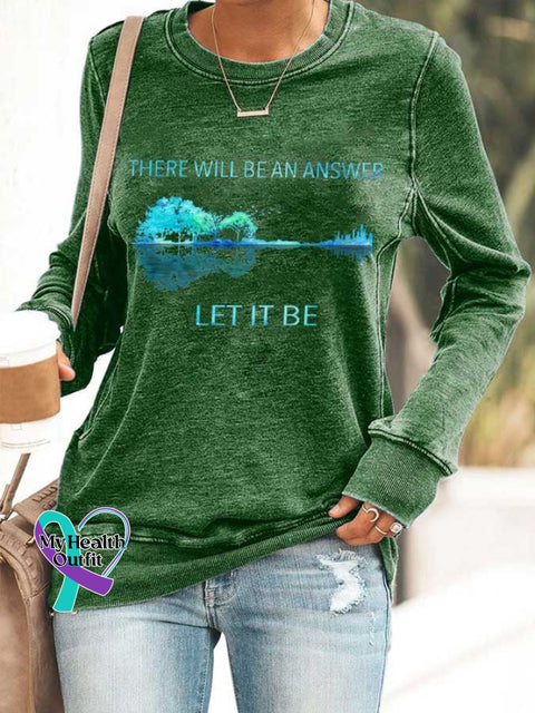 Hippie Guitar Lake There Will Be An Answer Let It Print Sweatshirt Green / Xl