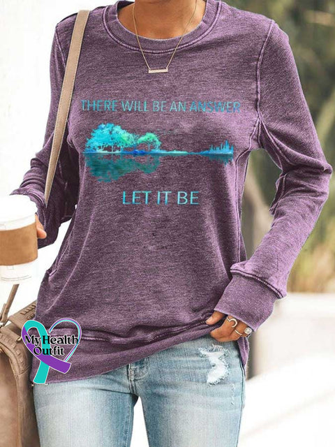 Hippie Guitar Lake There Will Be An Answer Let It Print Sweatshirt Purple / S