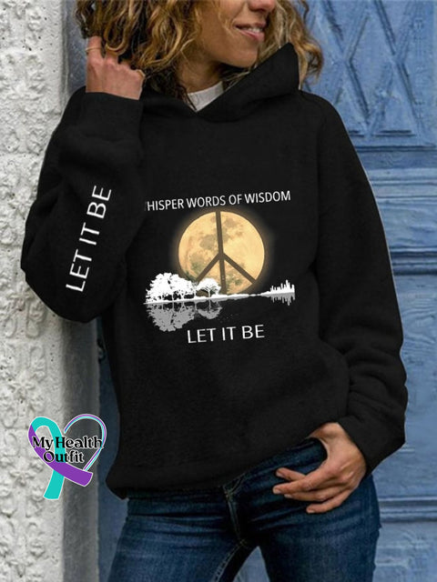 Hippie Guitar Lake Whisper Words Of Wisdom Let It Be Print Hoodie Black / S
