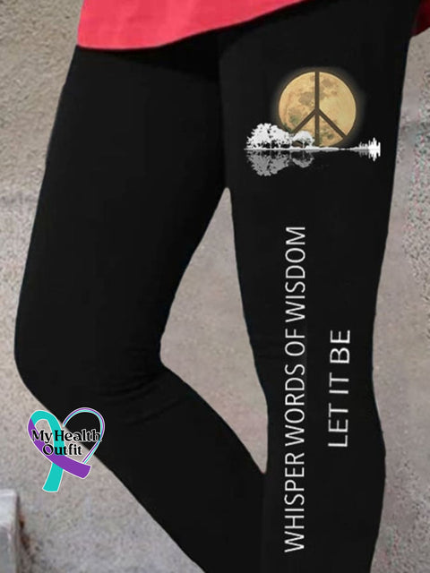 Hippie Guitar Lake Whisper Words Of Wisdom Let It Be Print Leggings