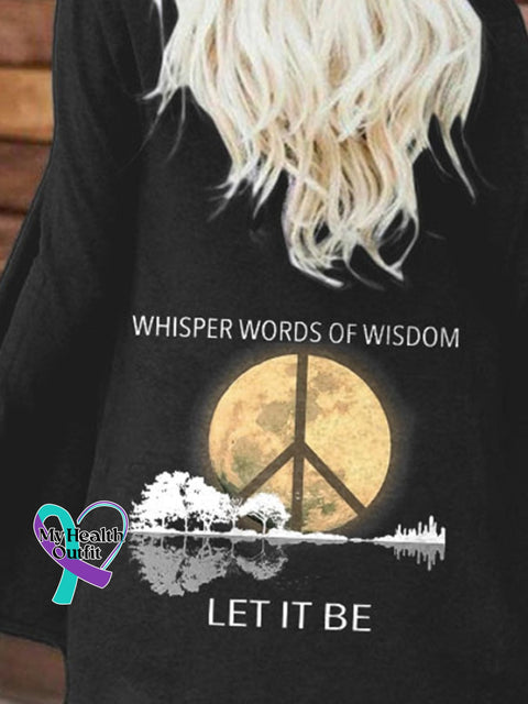 Hippie Guitar Lake Whisper Words Of Wisdom Let It Be Print Long Sleeve Cardigan