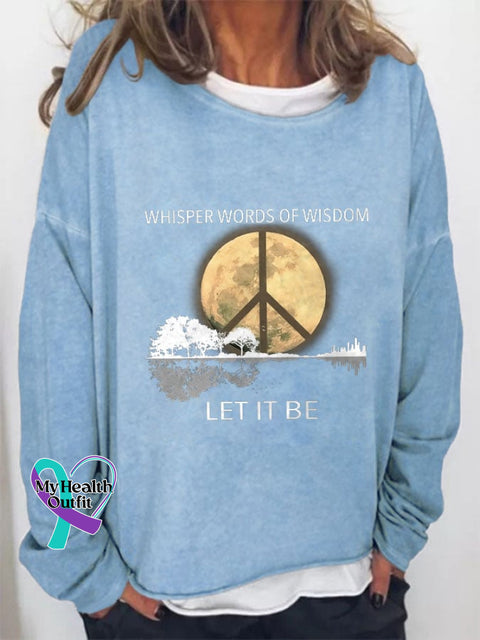 Hippie Guitar Lake Whisper Words Of Wisdom Let It Be Print Sweatshirt Blue / S