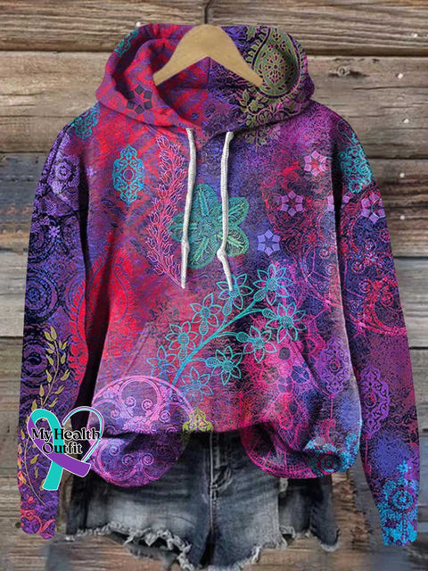 Hippie Love And Peace Rainbow Retro Ethnic Totem Print Casual Sweatshirt Multicolor / S