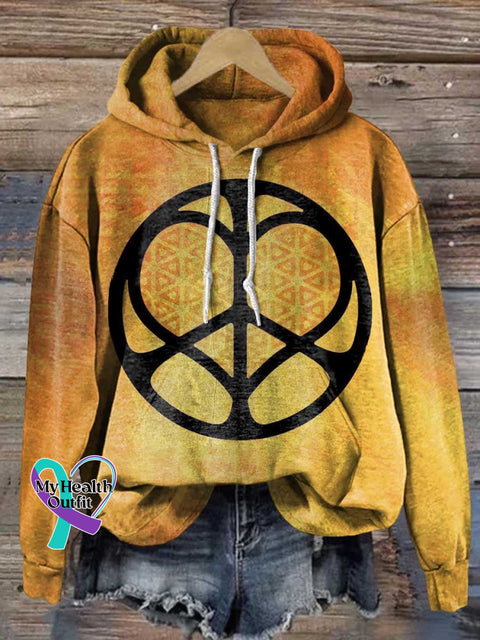 Hippie Peace Sign Heart Shape Love And Casual Hoodie Sweatshirt Multicolor / S