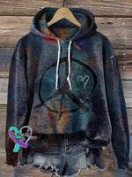 Hippie Peace Sign Love And Casual Hoodie Sweatshirt Multicolor / S