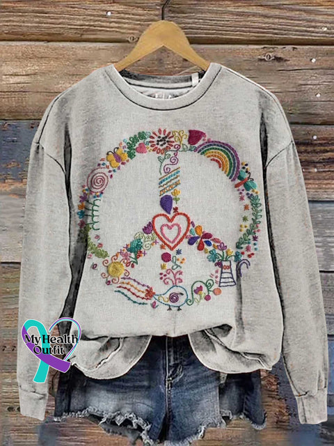 Hippie Peace Sign Love And Casual Sweatshirt Multicolor / S