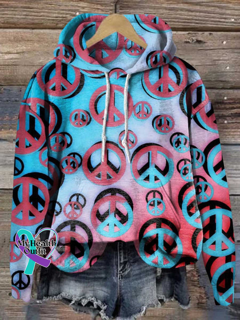 Hippie Peace Sign Love And Casual Sweatshirt Multicolor / S