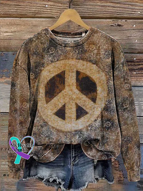 Hippie Peace Sign Love And Casual Sweatshirt Multicolor / S