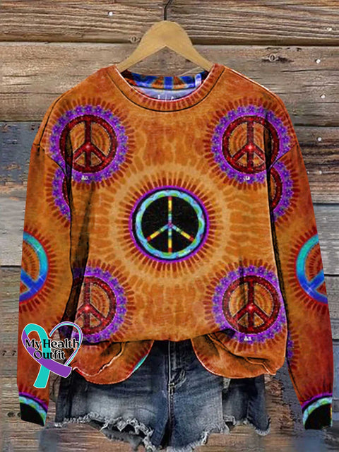 Hippie Peace Sign Love And Casual Sweatshirt Multicolor / S