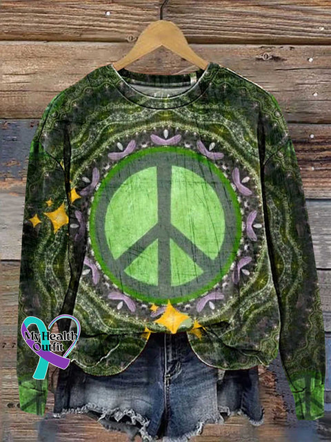 Hippie Peace Sign Love And Casual Sweatshirt One / S