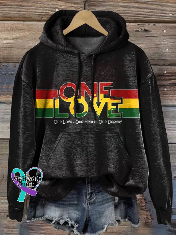 Hippie Style Reggae One Love Graphic Printed Casual Hoodie Sweatshirt Multicolor / S