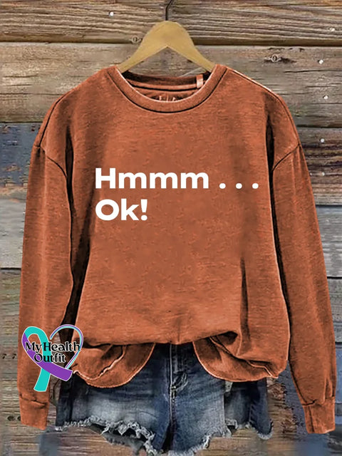 Hmmm...ok Print Casual Sweatshirt Orange / S