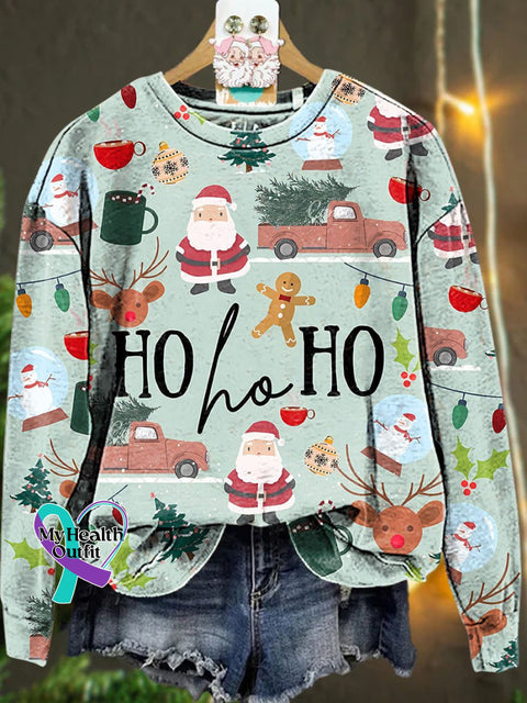 Ho Christmas Santa Claus Reindeer Casual Sweatshirt Multicolor / S