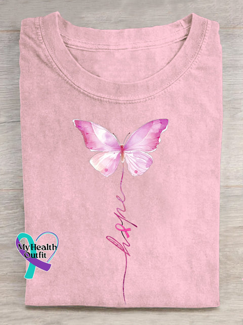 Hope Butterfly Breast Cancer Awareness T shirt LightPink / S