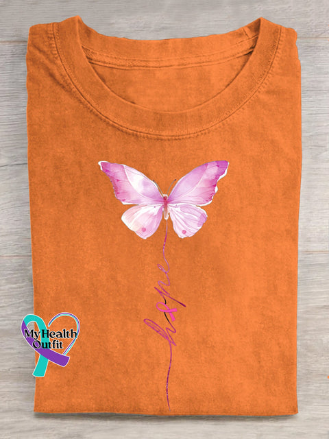 Hope Butterfly Breast Cancer Awareness T shirt Orange / S
