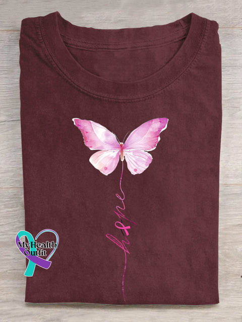 Hope Butterfly Breast Cancer Awareness T shirt Red / S