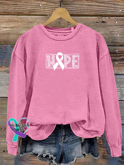 Hope Care Breast Health Leopard Floral Round Neck Casual Sweatshirt Pink / S