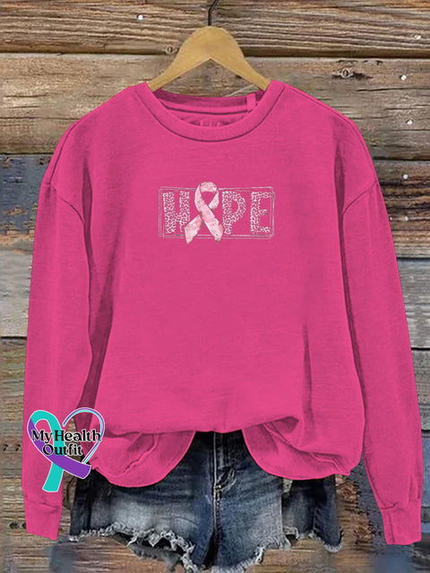 Hope Care Breast Health Leopard Floral Round Neck Casual Sweatshirt Rosered / S