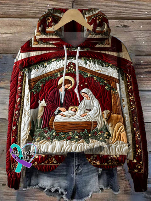 Hope Faith Christmas Print Casual Hoodie Sweatshirt Multicolor / S