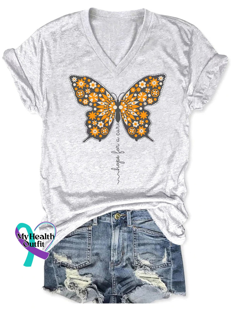 Hope For A Cure Multiple Sclerosis Awareness Art Casual T-Shirt White / S