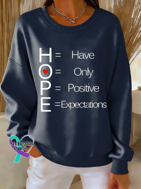 HOPE Have Only Positive Expectations Print Casual Sweatshirt Blue / S