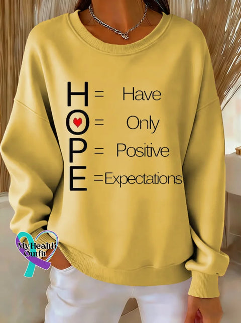 HOPE Have Only Positive Expectations Print Casual Sweatshirt Yellow / S