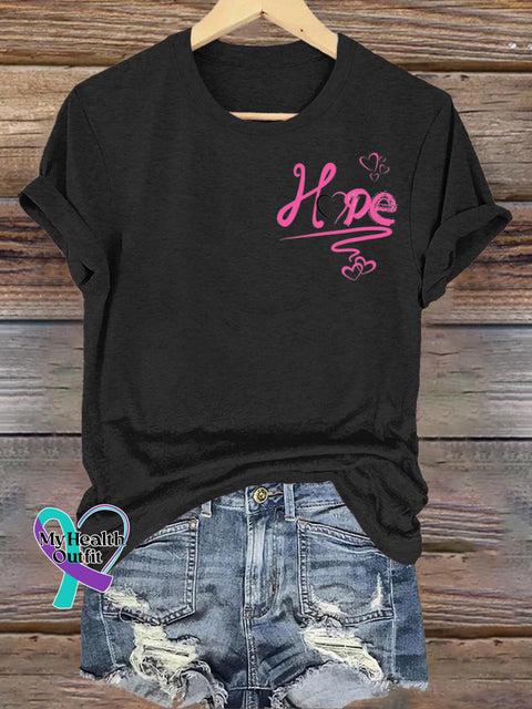 Hope Printed Casual Round Neck Short Sleeve T-Shirt Black / S