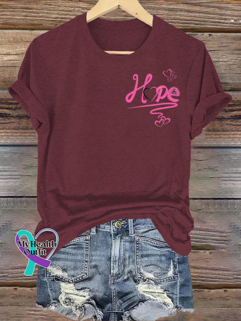 Hope Printed Casual Round Neck Short Sleeve T-Shirt Brown / S